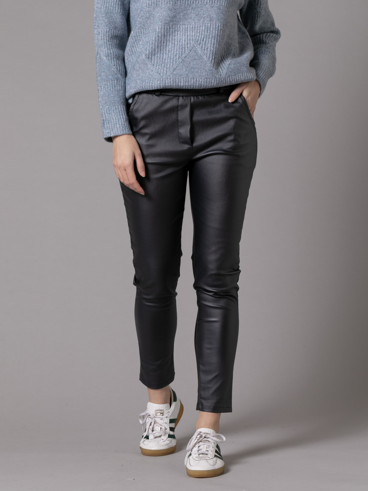 trendy eco-leather pants  Blue colour