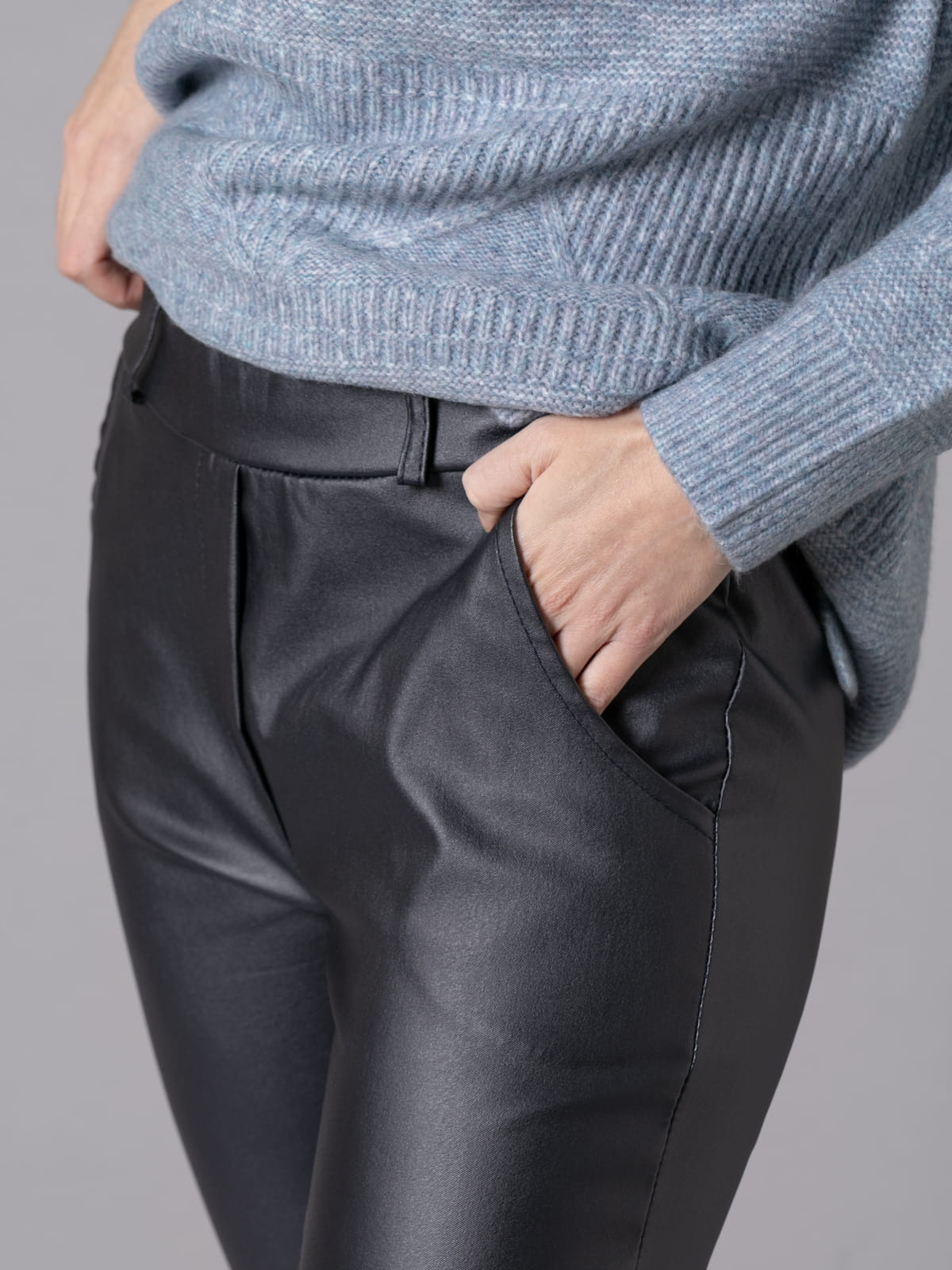 trendy eco-leather pants  Blue colour