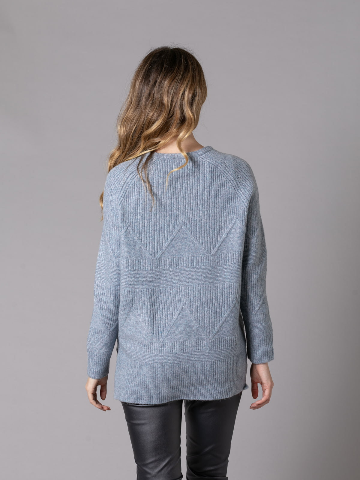 Ribbed sweater with spider drawing  Blue colour