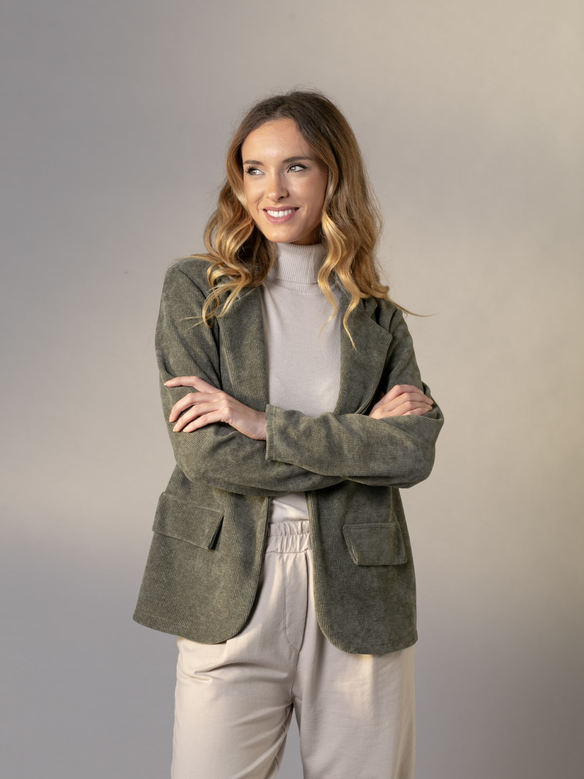 Comfy slim fit knit blazer  Khaki colour