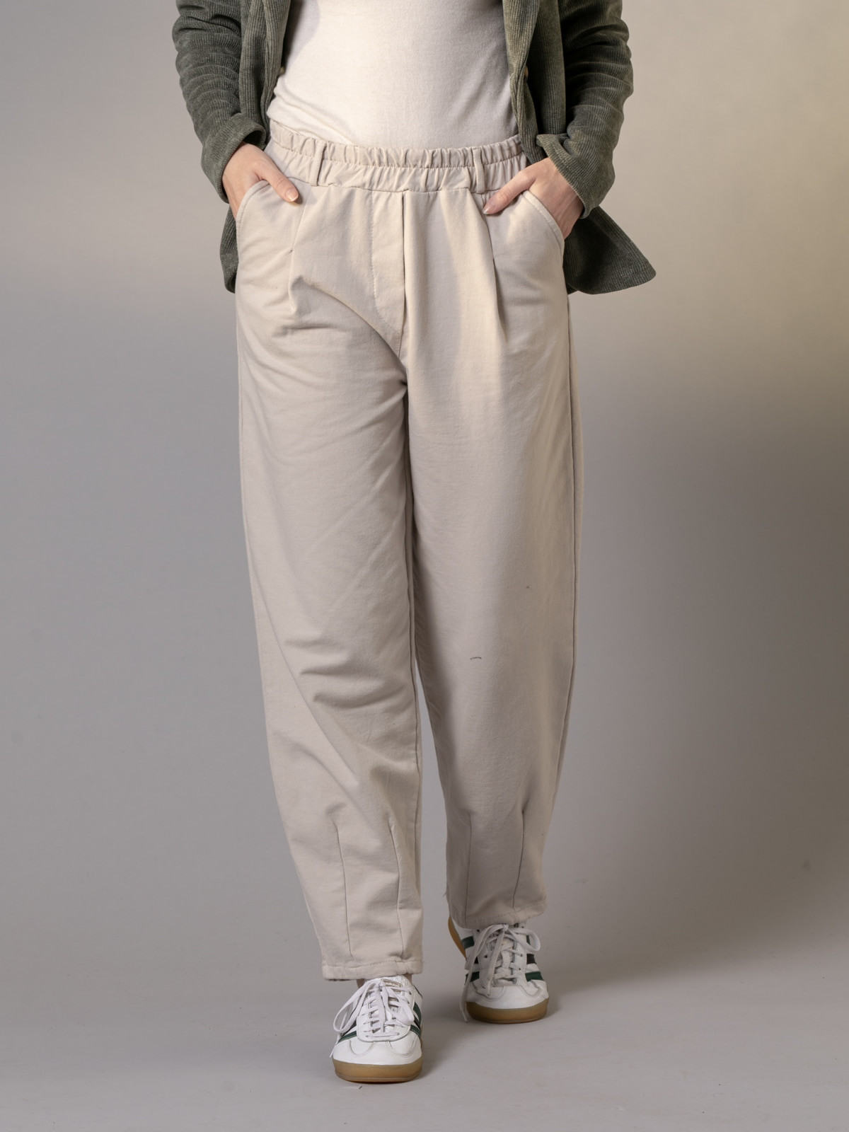 Pantalón trendy felpa algodón 100% color Beige