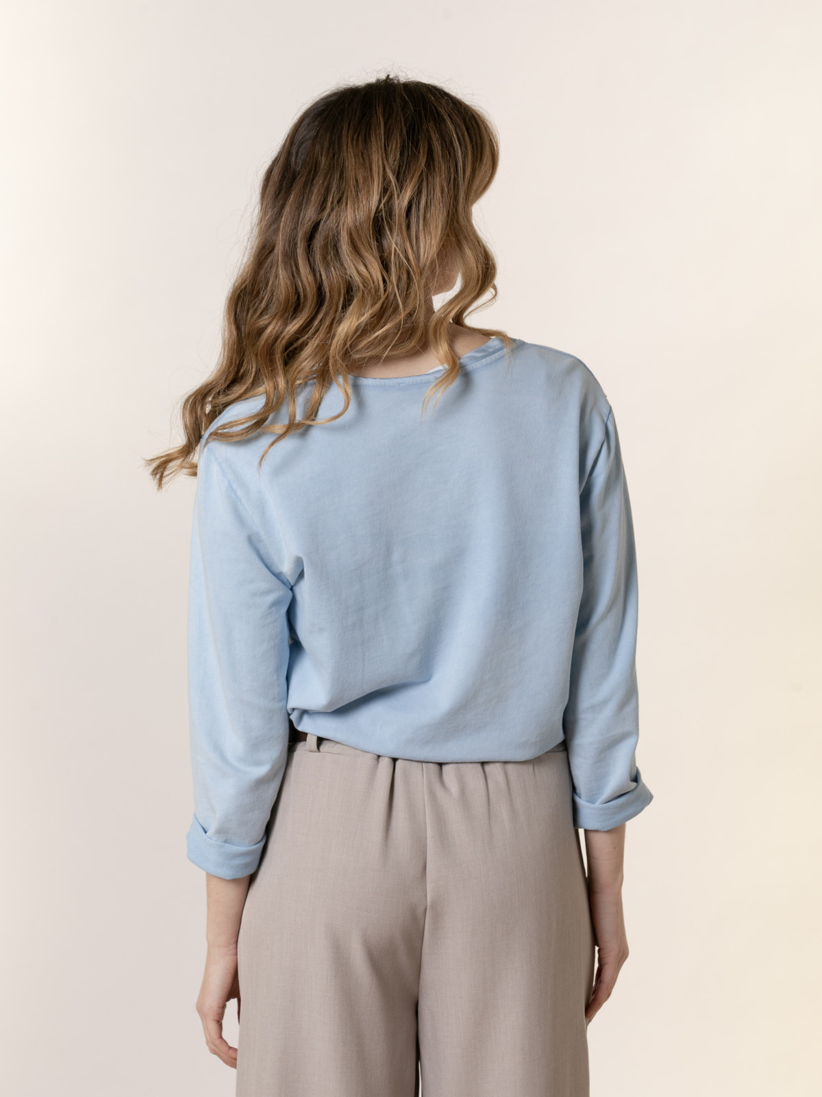 Fine fleece T-shirt with neckline detail  Blue Lightcolour