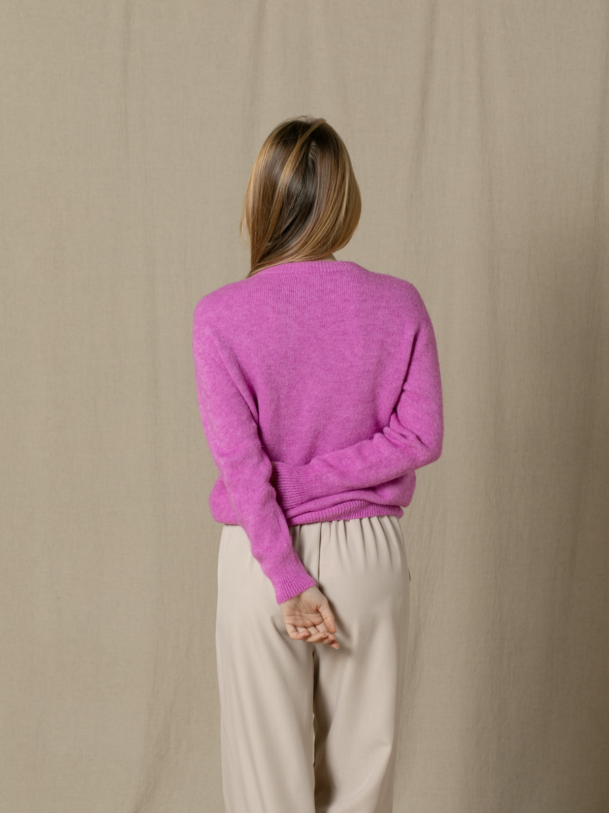 Spring alpaca sweater with round  ORQUIDEA colour