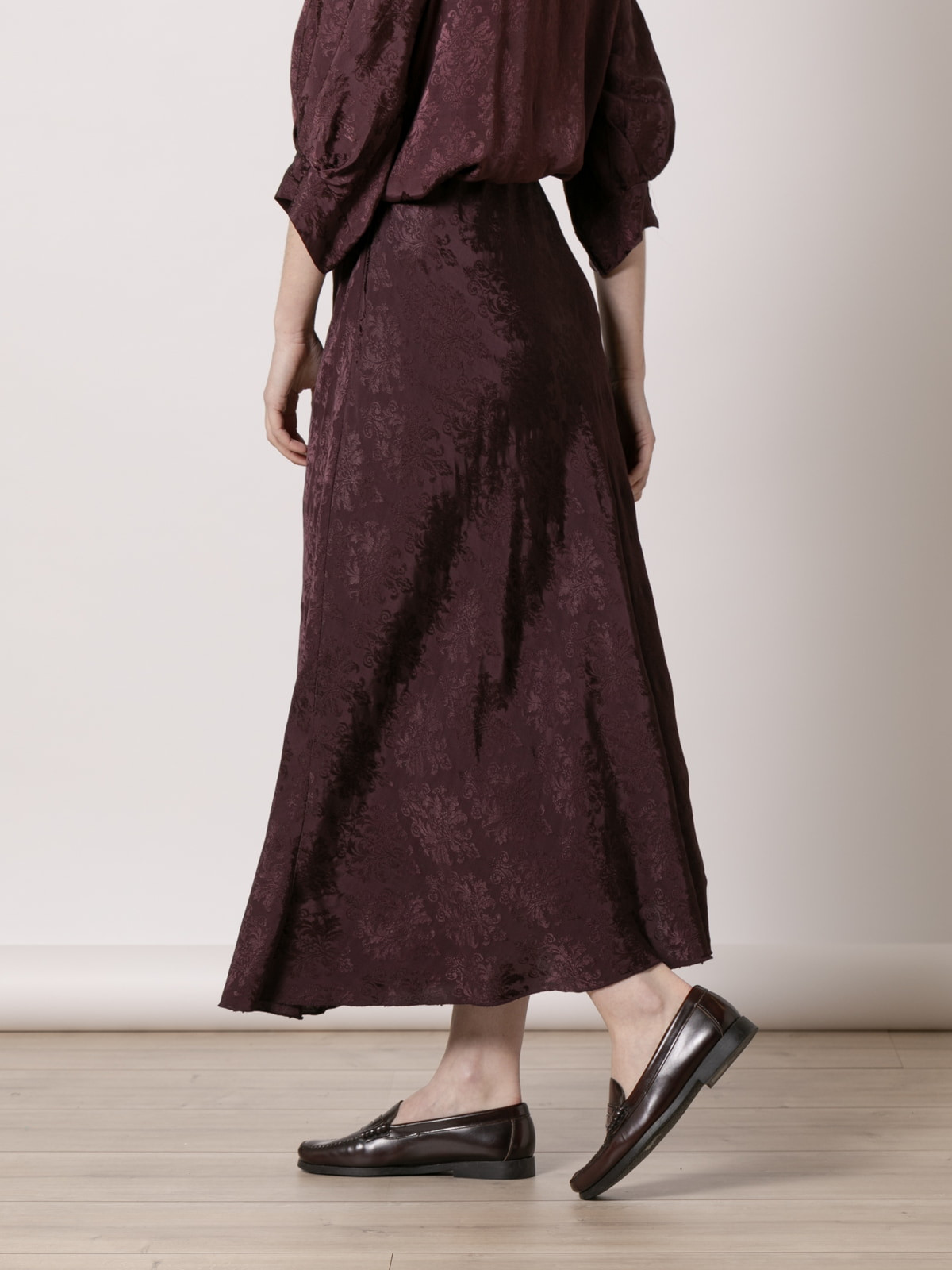 Long flowing skirt with matching embroidery  Bordeaux colour