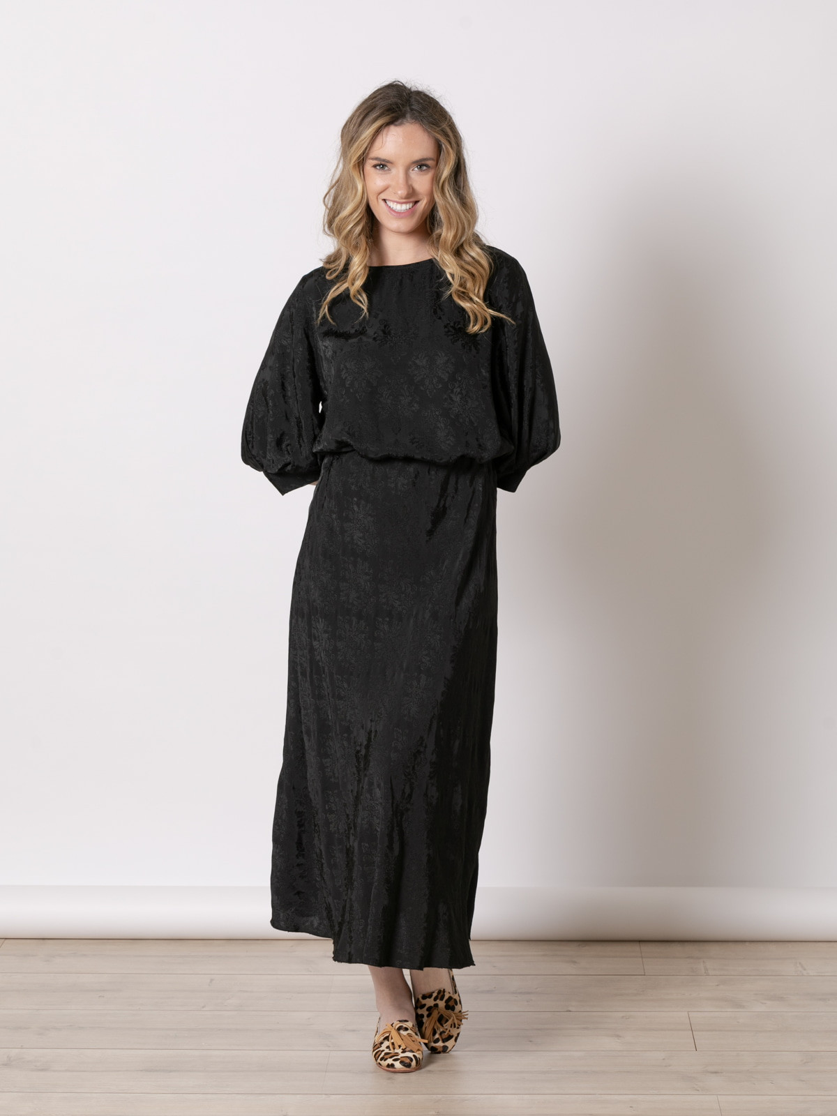 Long flowing skirt with matching embroidery  Black colour