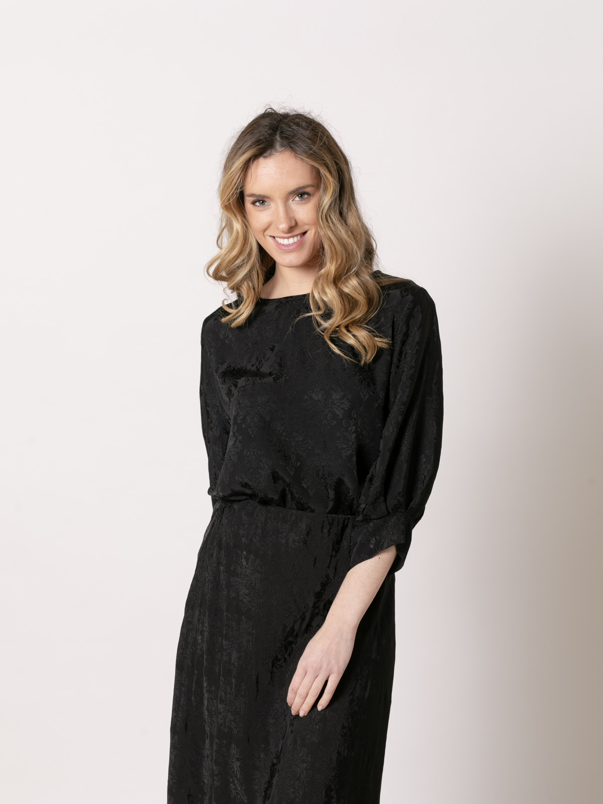 Fluid blouse with matching embroidery  Black colour