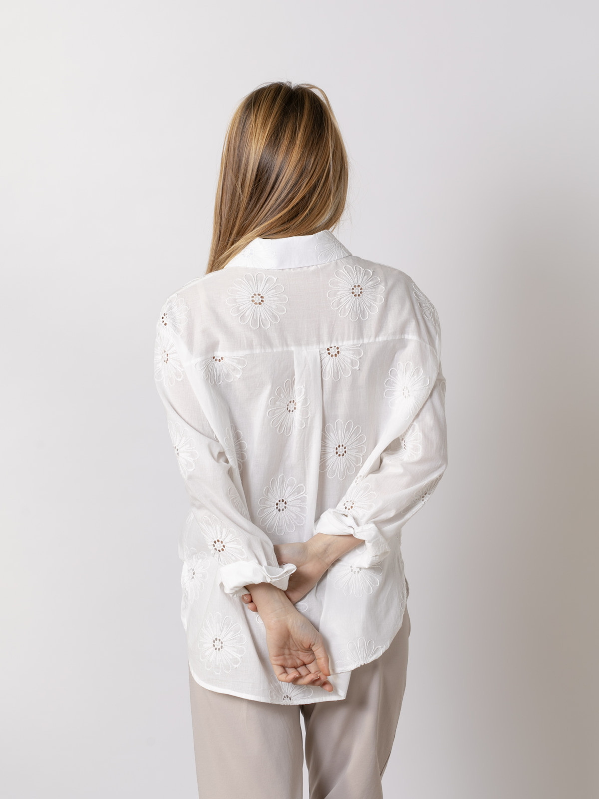 Trendy embroidered shirt  White colour