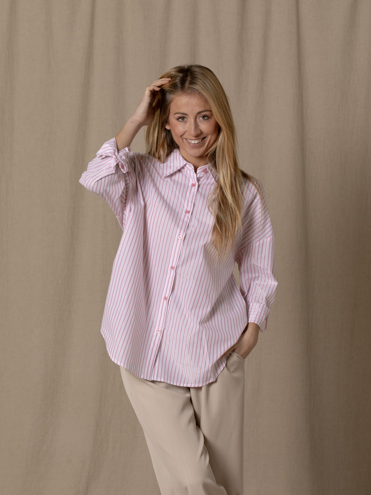 Striped cotton shirt  Pink colour