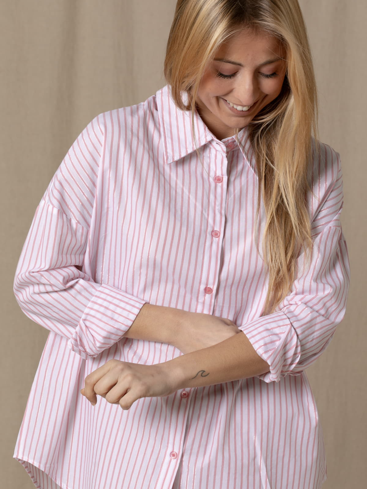 Striped cotton shirt  Pink colour