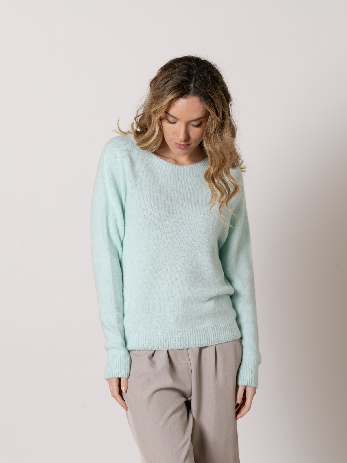 Alpaca spring jersey with boat  Blue Celeste colour