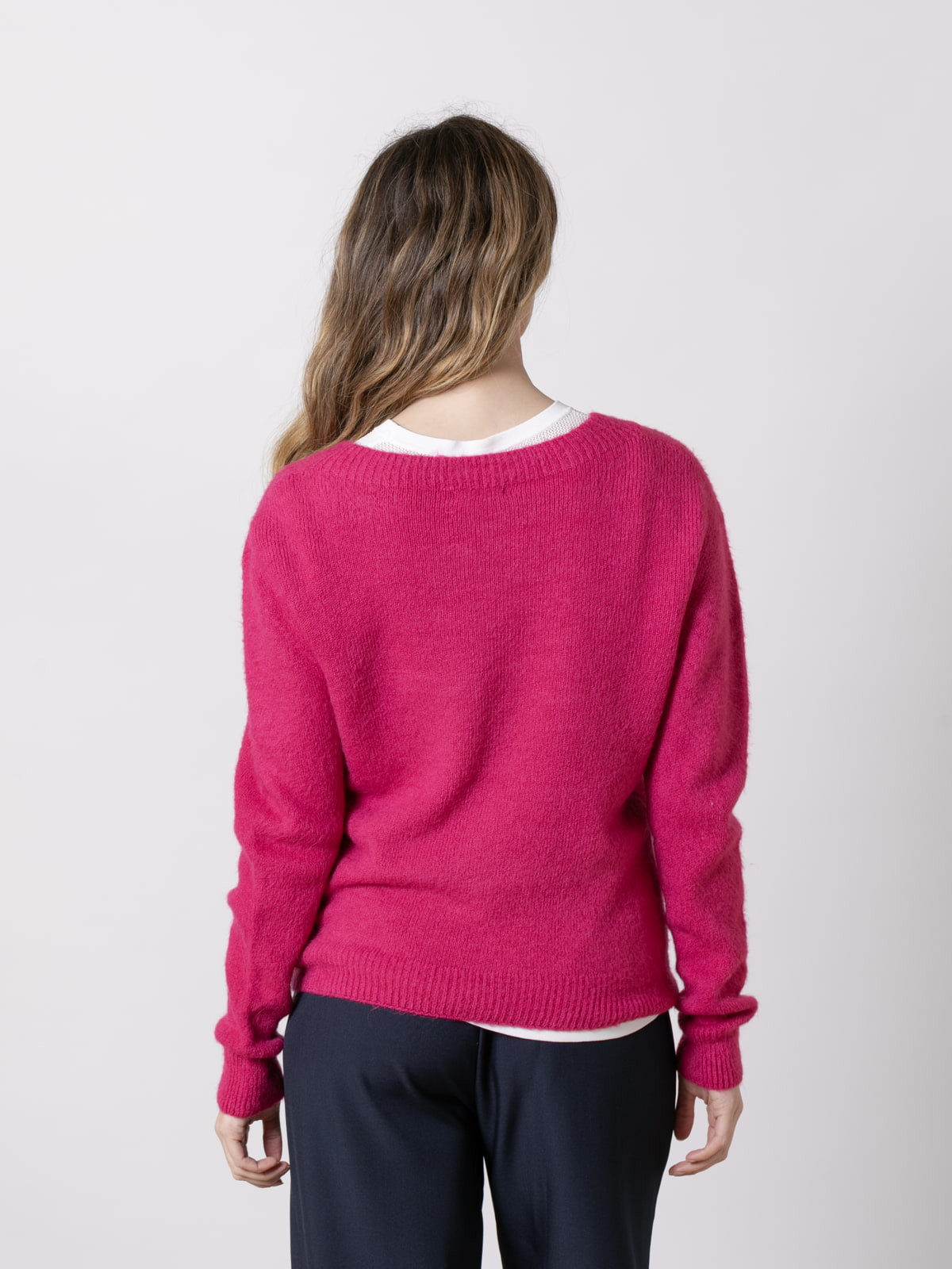 Alpaca spring jersey with boat  Raspberry colour