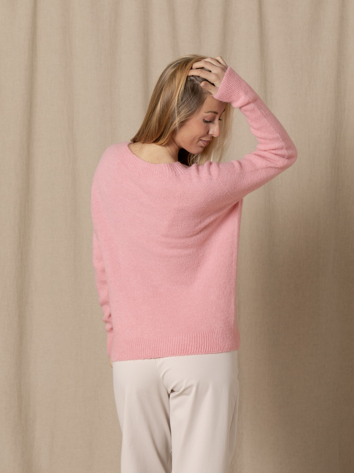 Alpaca spring jersey with boat  Pink colour