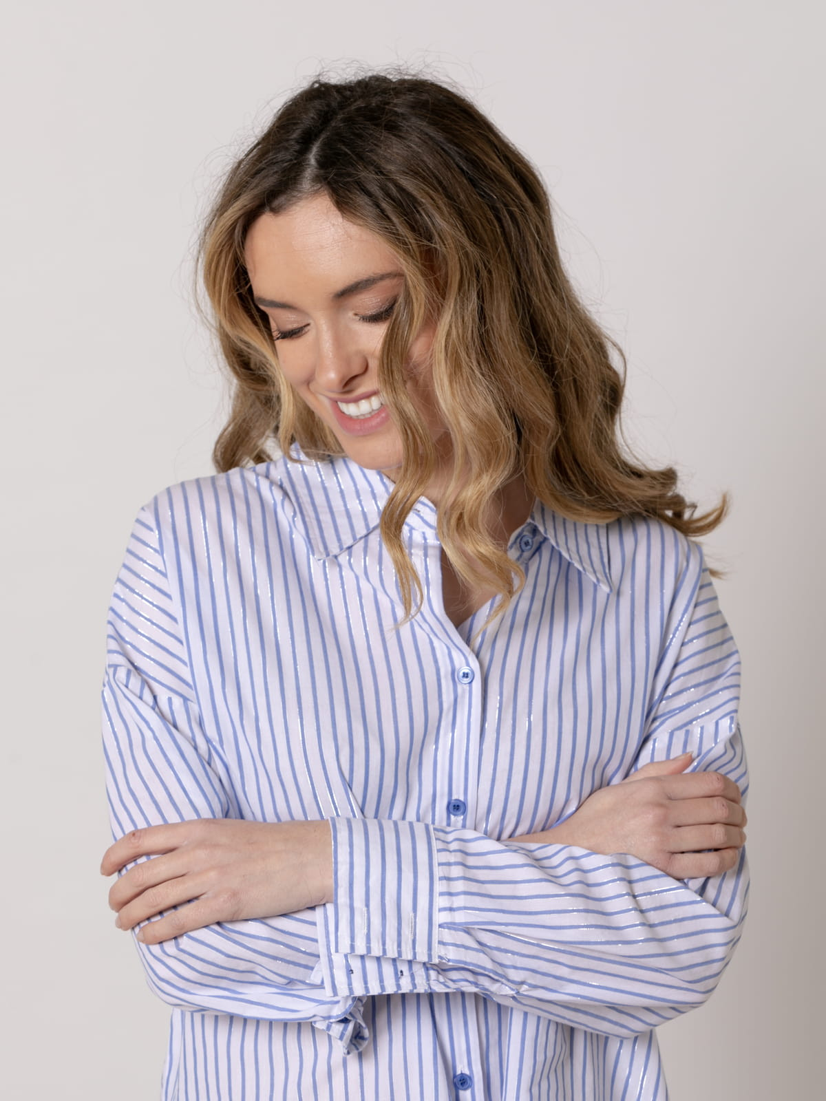 Striped cotton shirt  Blue colour