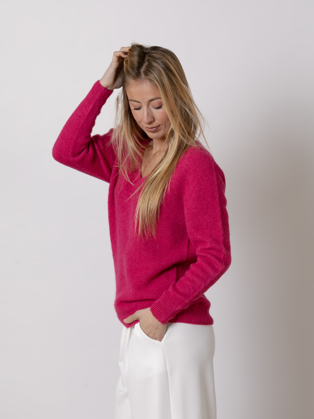 Spring alpaca jersey with peak  Raspberry colour