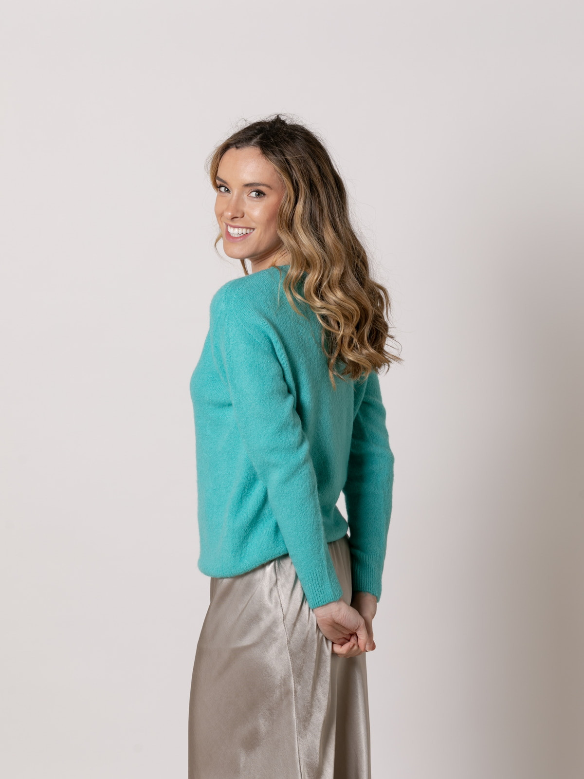 Spring alpaca jersey with peak  Turquoise colour