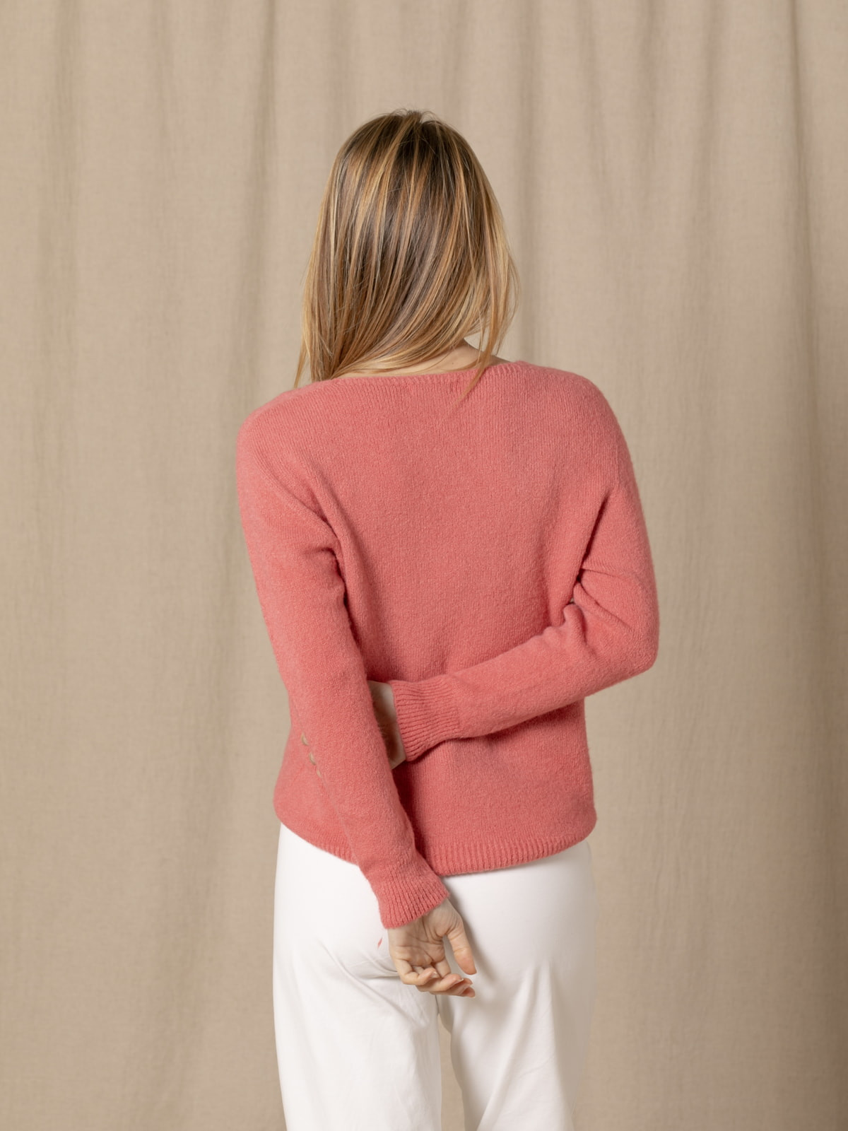 Spring alpaca jersey with peak  Coral colour