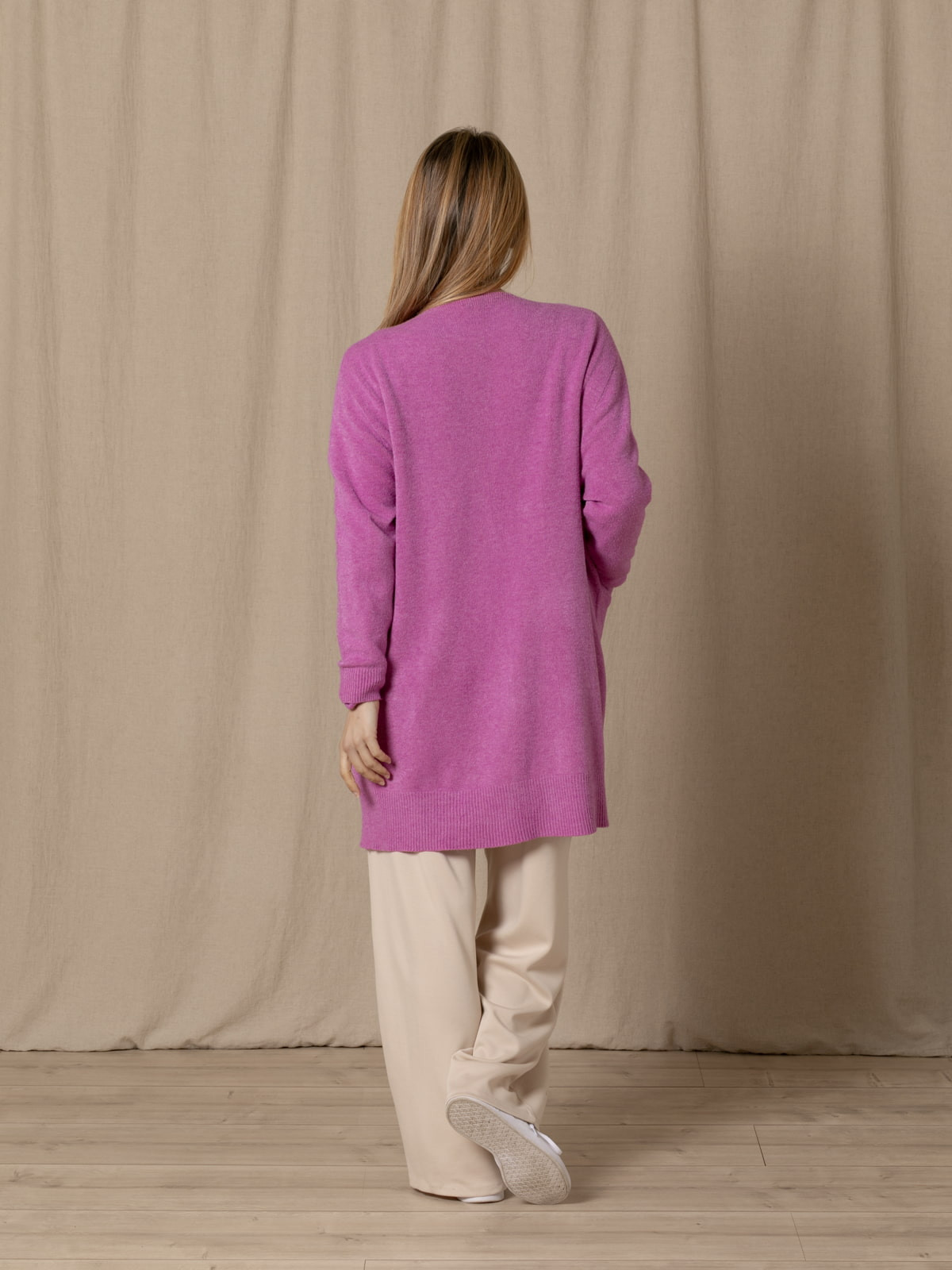 Long jacket with soft pockets  Raspberry colour