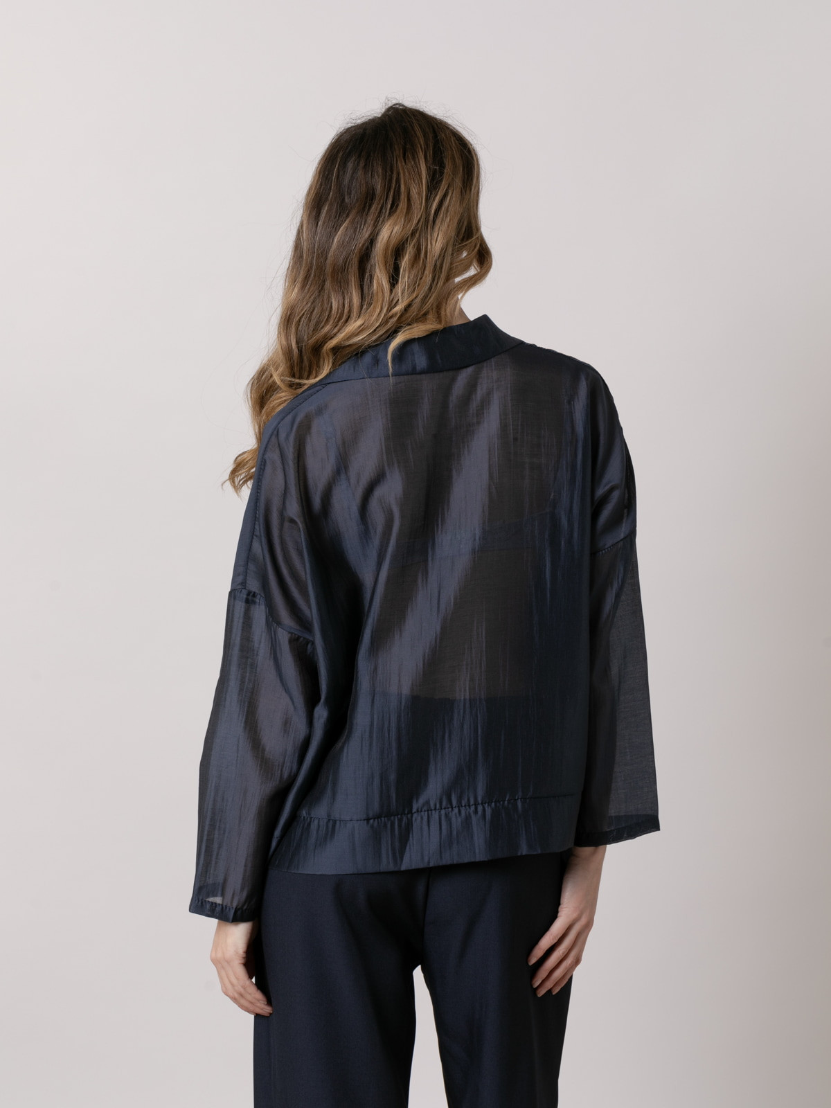 Semi-transparent fluid shirt  Blue Navy colour