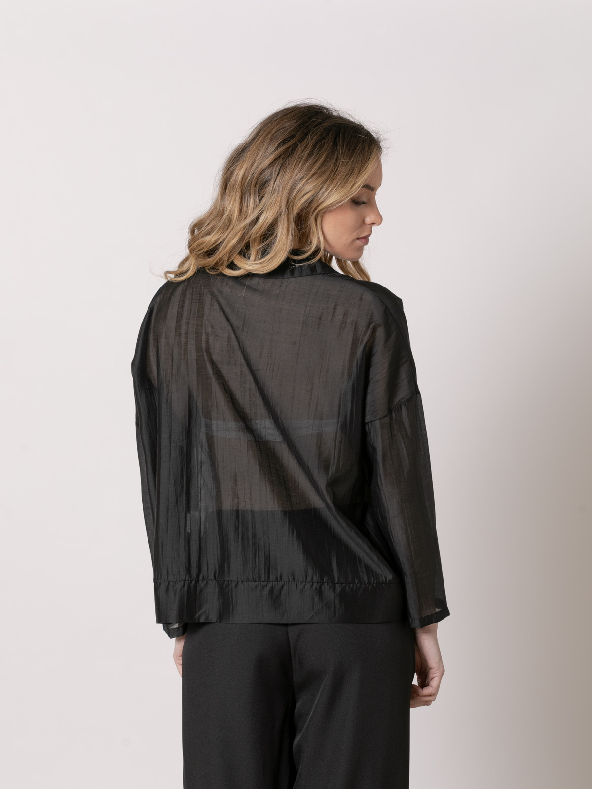 Semi-transparent fluid shirt  Black colour