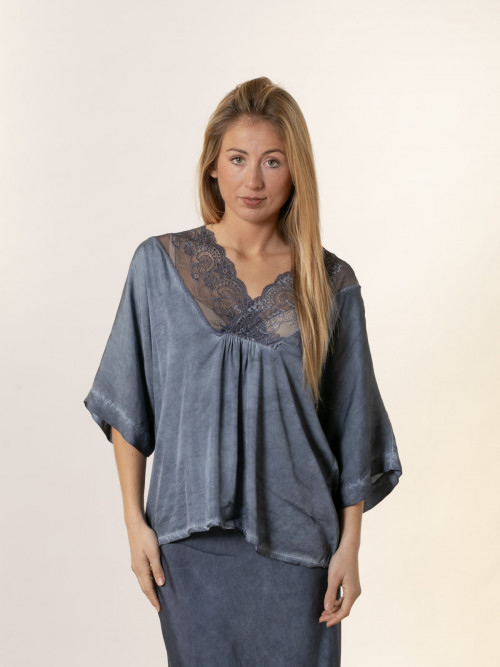 Blusa oversize lencera color Azul Marino