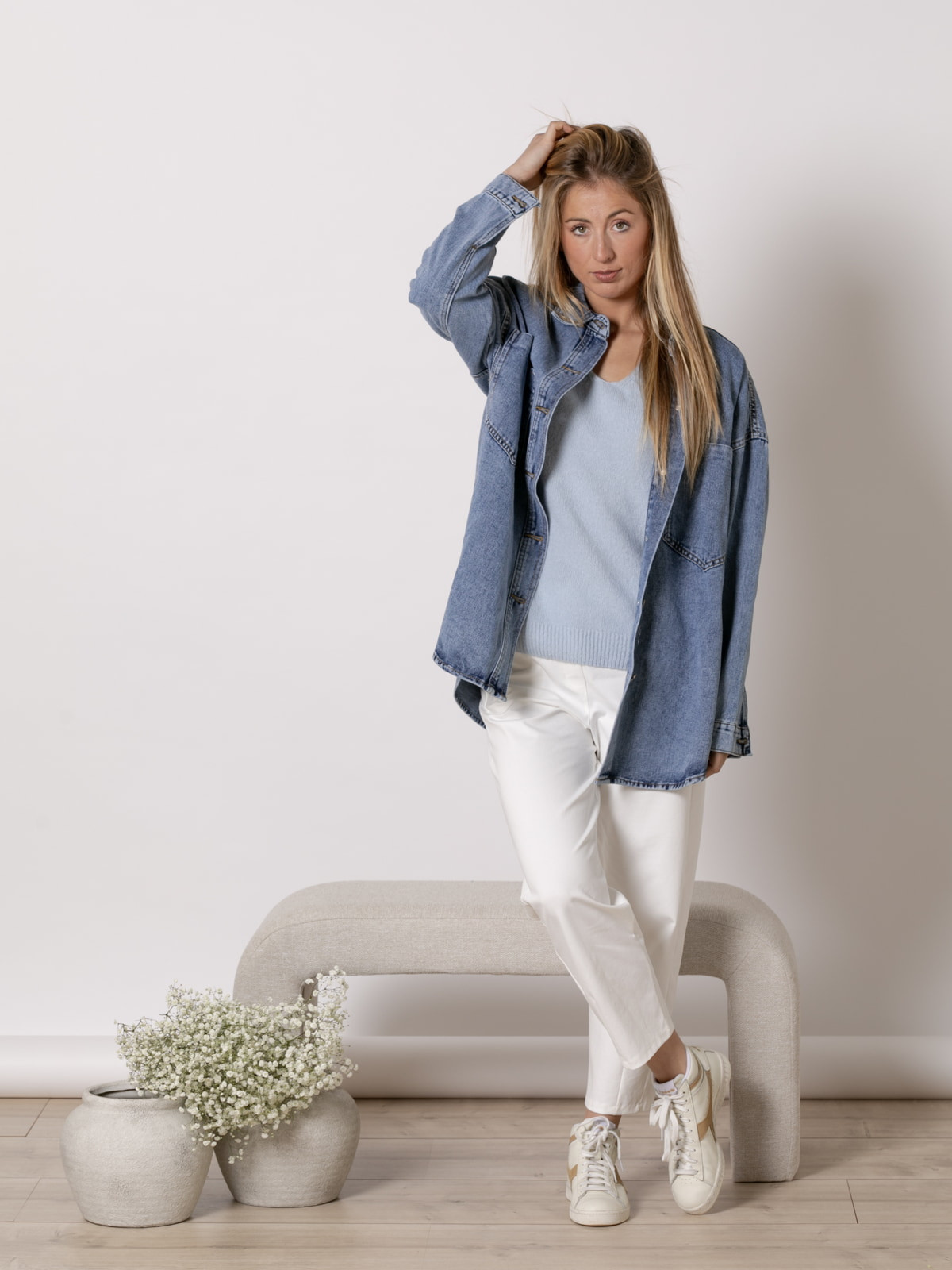 Chaqueta denim oversize color Azul