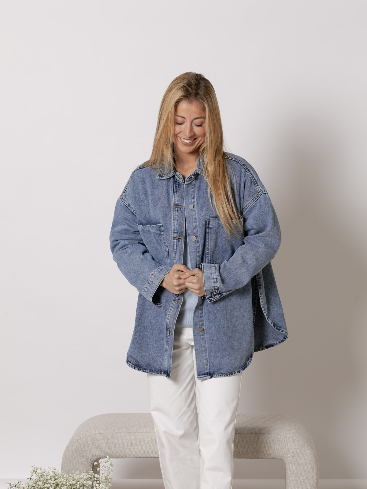 Chaqueta denim oversize color Azul