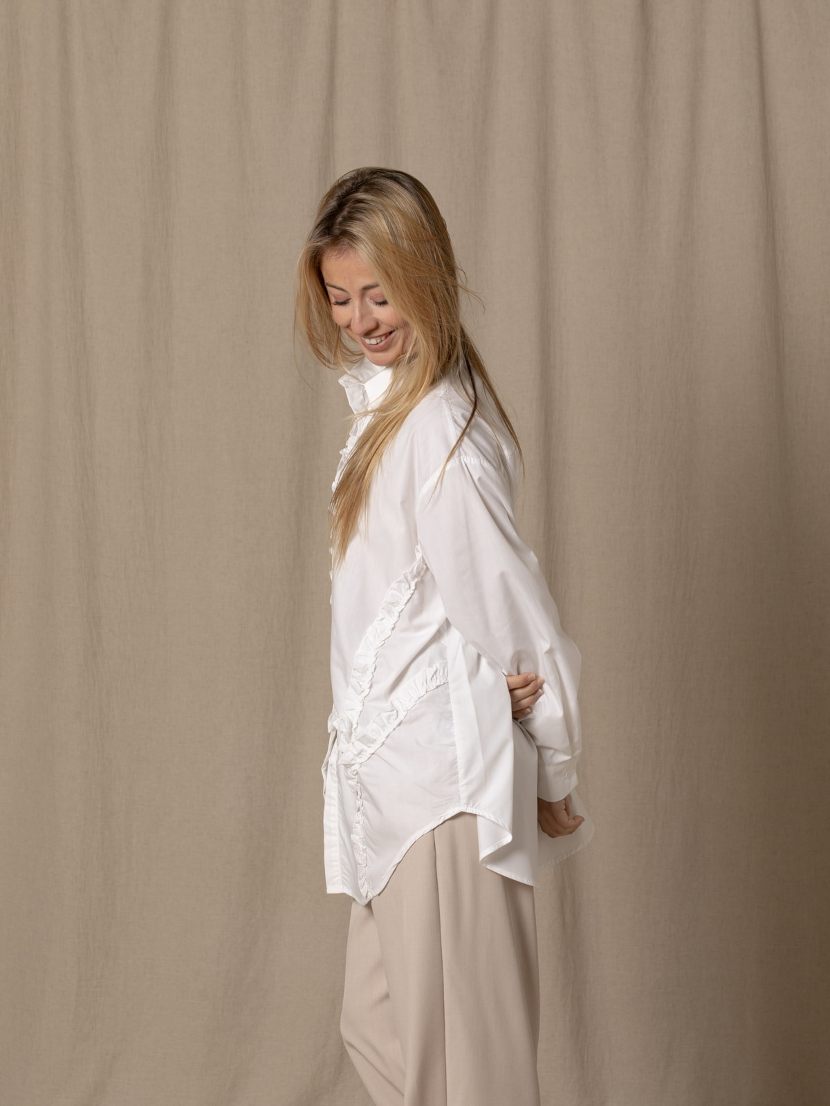 Camisa oversize tres chic cotton color Blanco