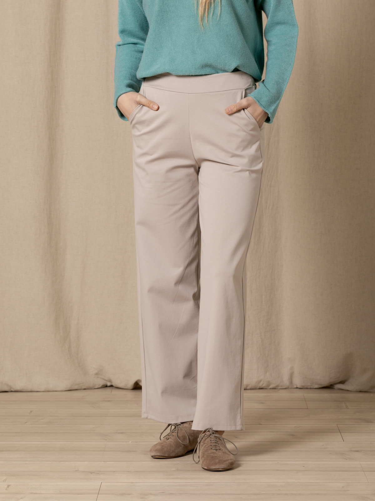 Pantalón wide leg cotton visco color Taupe