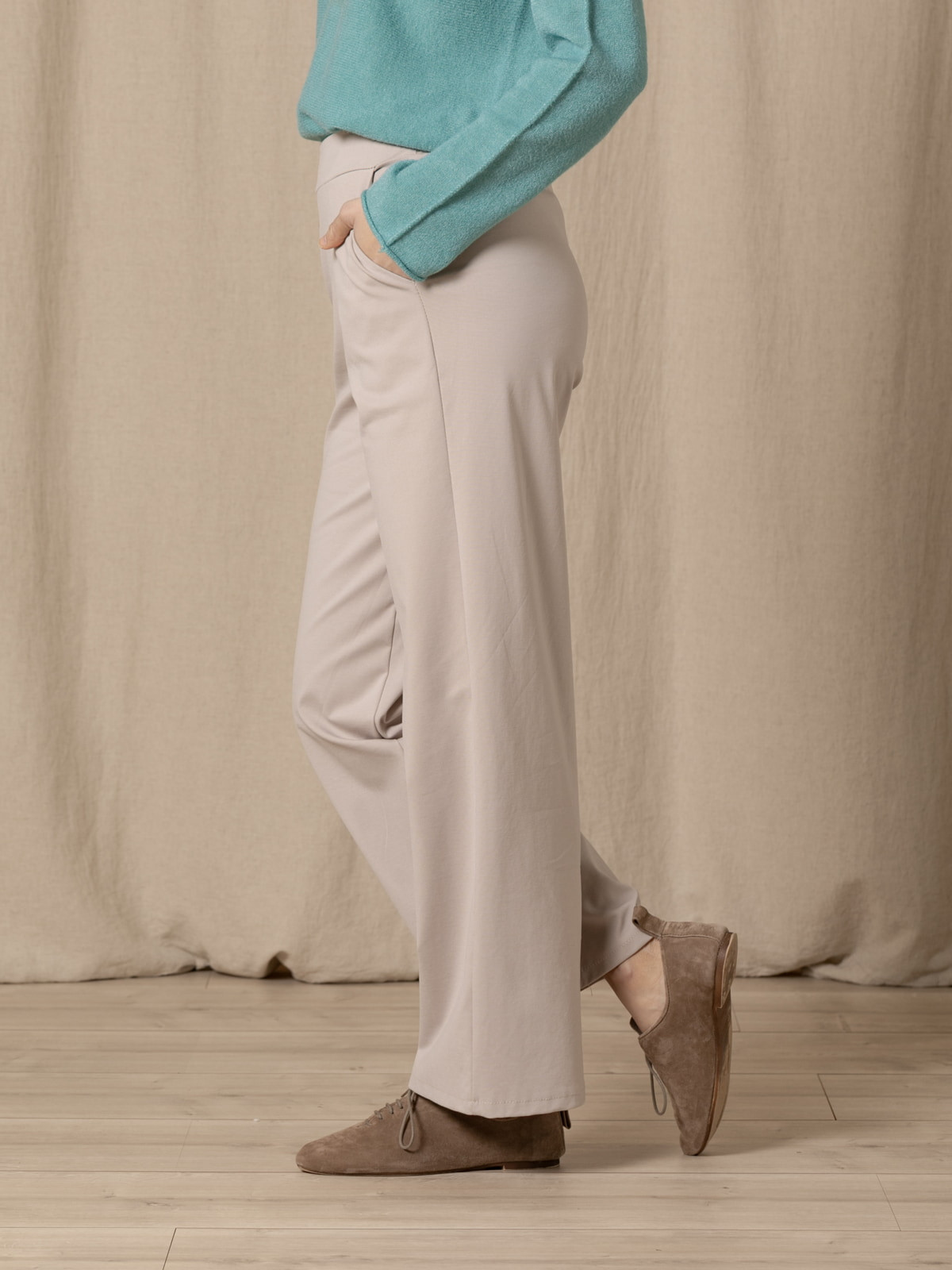 Pantalón wide leg cotton visco color Taupe