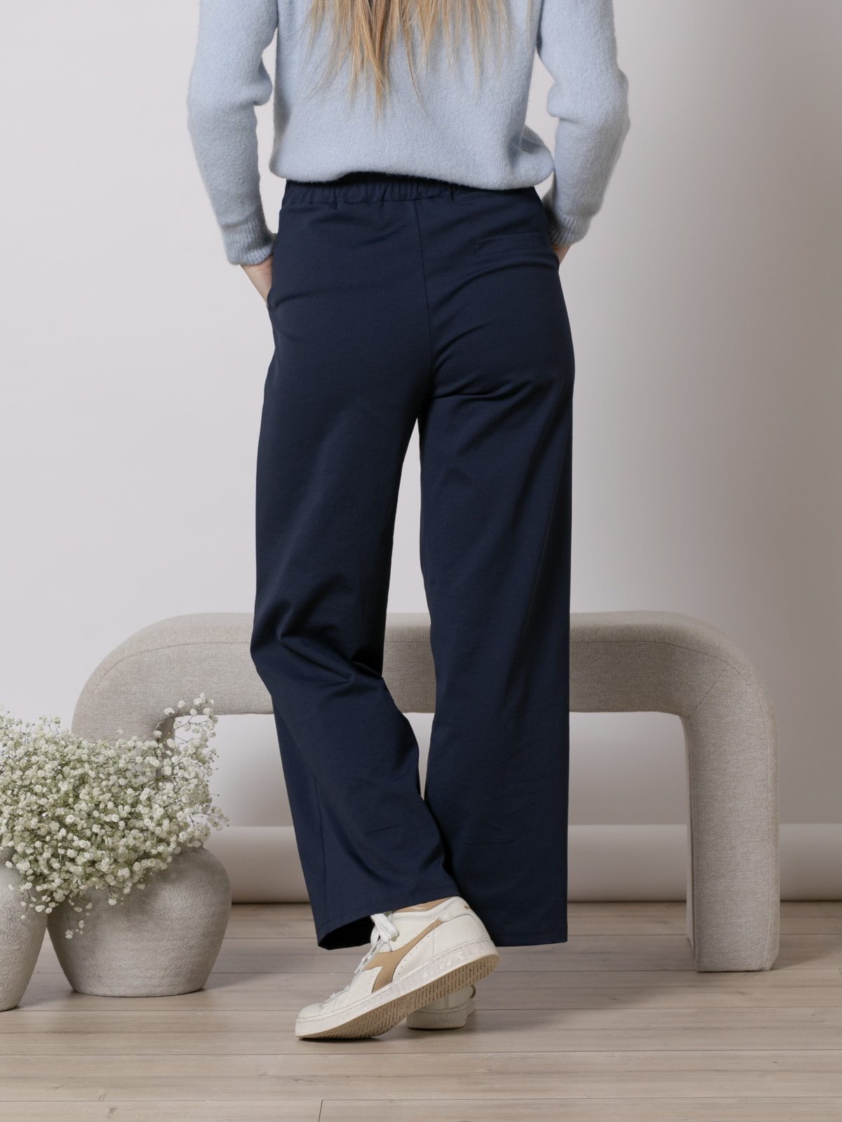 Wide leg cotton viscose pants  Blue Navy colour