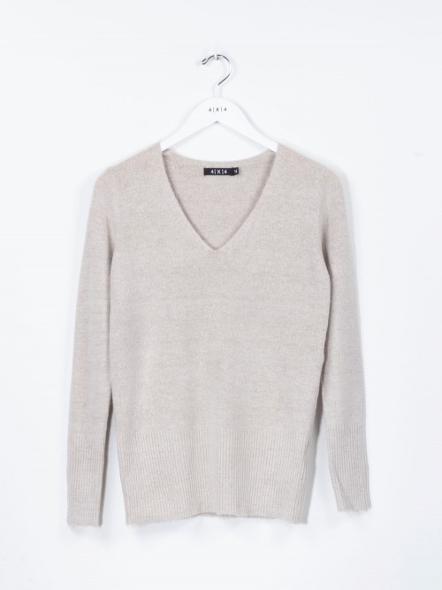 Women v-neck jumper Beige