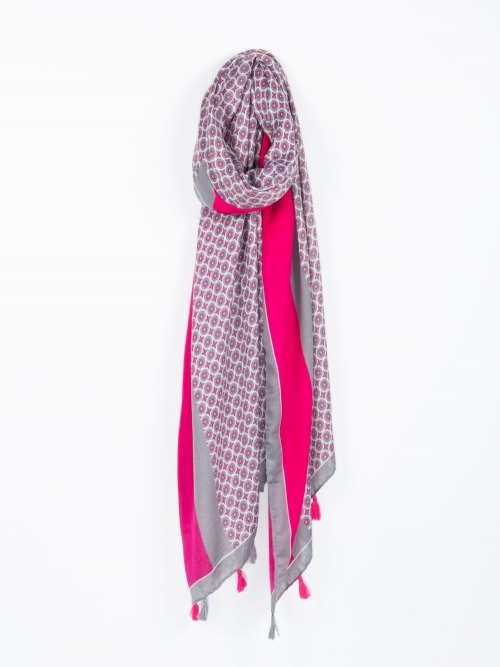 Fular estampado círculos mujer Gris