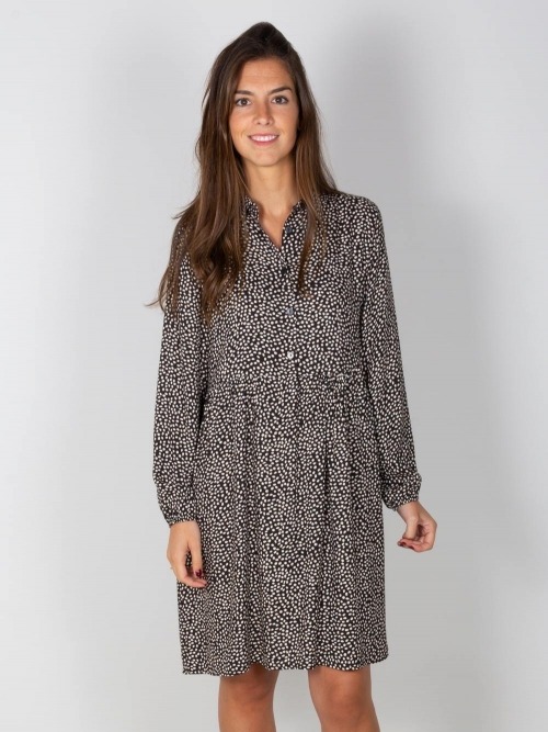 Vestido fluido camisero botones mujer Negro